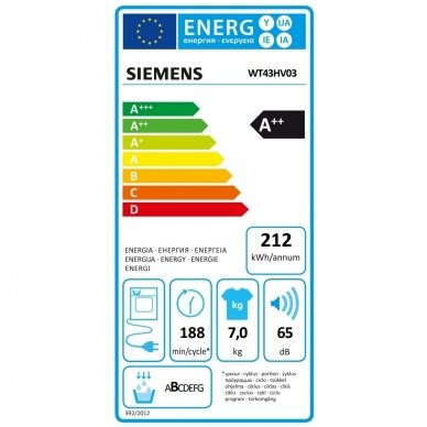 Džiovyklė Siemens WT43HV03 1 Džiovyklė Siemens WT43HV03 1