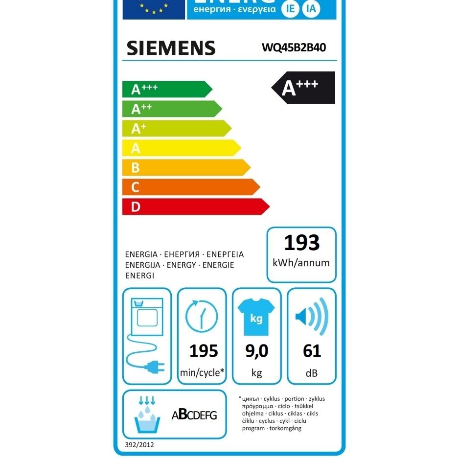 Džiovykla Siemens WQ45B2B40 1 Džiovykla Siemens WQ45B2B40 1