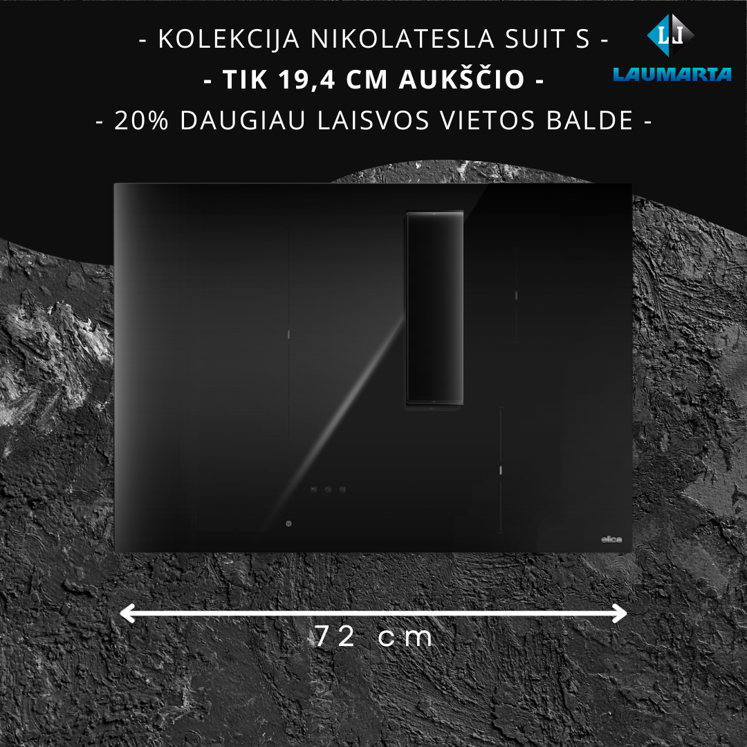 Indukcinė kaitlentė Elica NIKOLATESLA FIT 3Z SL BL/A/72 PRF0211839 su integruotu garų surinkėju - NEMOKAMAS PRISTATYMAS