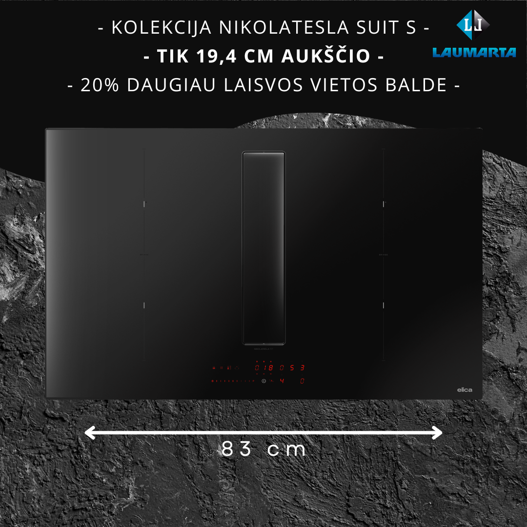 Indukcinė kaitlentė Elica NIKOLATESLA FIT XL SL BL/A/83 PRF0210734 su integruotu garų surinkėju - NEMOKAMAS PRISTATYMAS Indukcinė kaitlentė Elica NIKOLATESLA FIT XL SL BL/A/83 PRF0210734 su integruotu garų surinkėju - NEMOKAMAS PRISTATYMAS